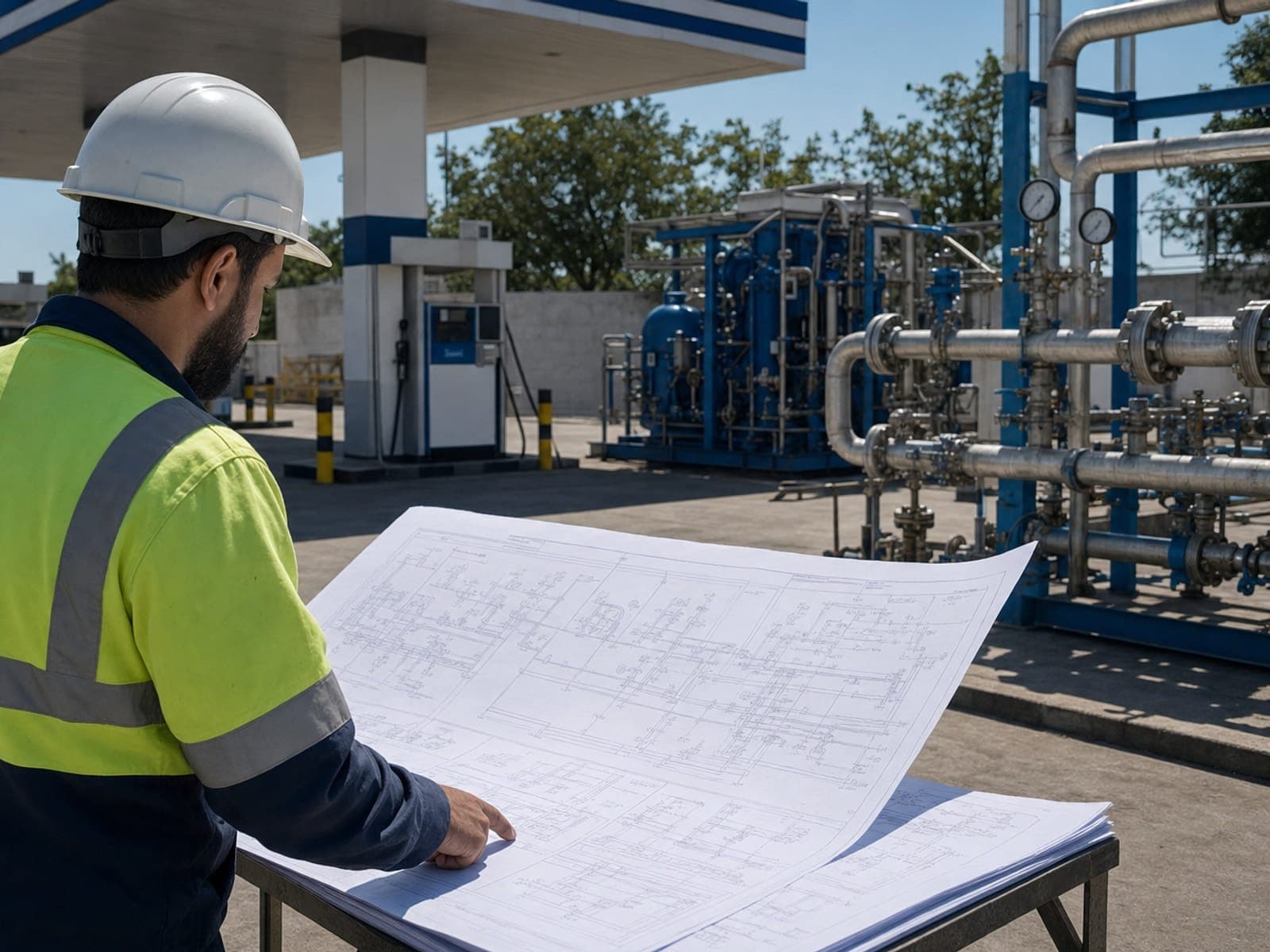 بررسی نقشهها و طراحی مهندسی تجهیزات جایگاه CNG